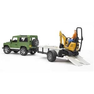 Land Rover Defender + remorque chantier Bruder test