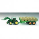 John Deere met rondbalenaanhanger Siku