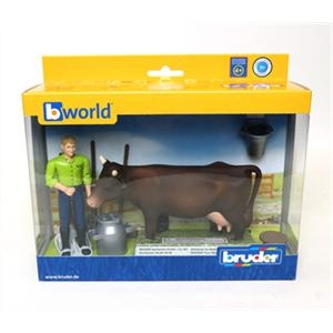 Homme fermier avec animal et accessoires Bworld test